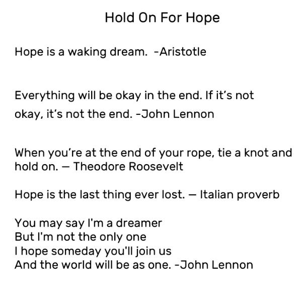Hold On For Hope (2024) Sold